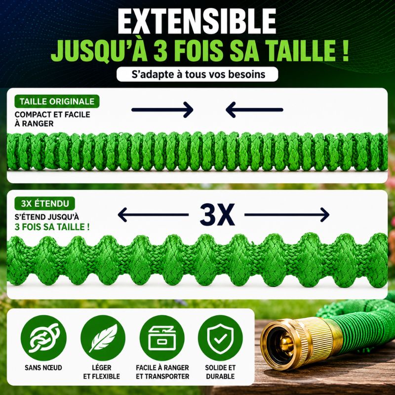 Tuyau d'Arrosage Extensible Haute Pression, Lavez votre voiture à domicile et économisez de l'argent à chaque lavage !